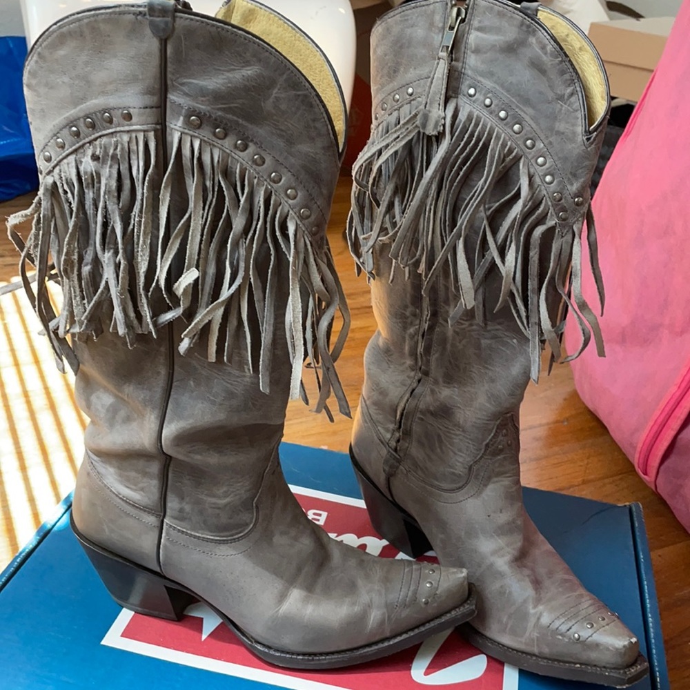 Tony Lama cowboy boots with fringe